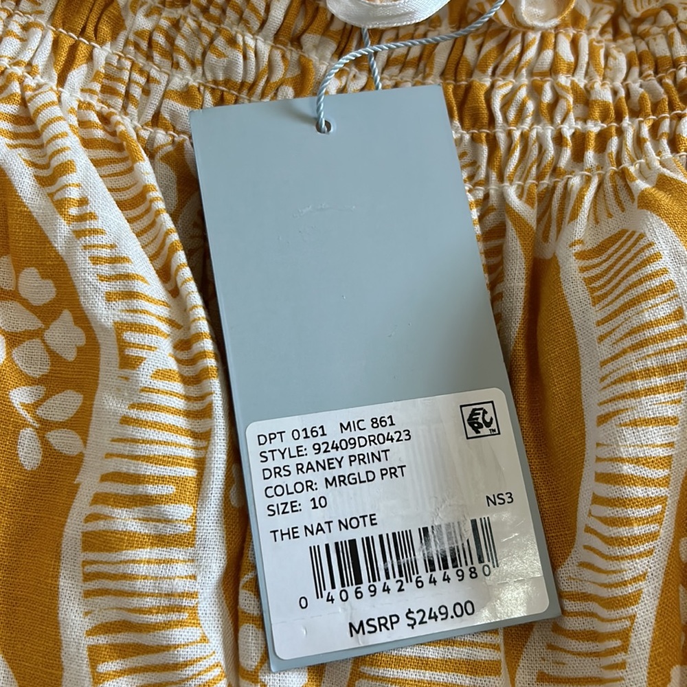 Off-Shoulder Yellow Paisley Midi Dress with Fringe - Picture 9 of 13